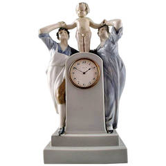 Rare Royal Copenhagen Art Nouveau clock with figures.