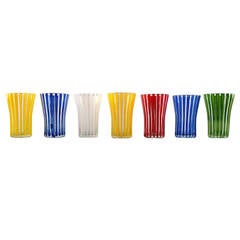 7 lemonade glass "Strikt", Bengt Orup, Johansfors. 1950s.