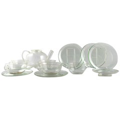 Vintage Wilhelm Wagenfeld "Jena", Bauhaus Tea Set in Clear Glass