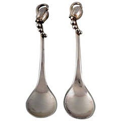 Georg Jensen. 'Magnolia' 2 spoons of sterling silver.