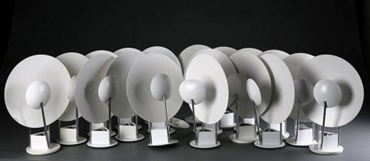 Hans Agne Jacobsen. 19 Gino halogen wall lamps of white painted metal,