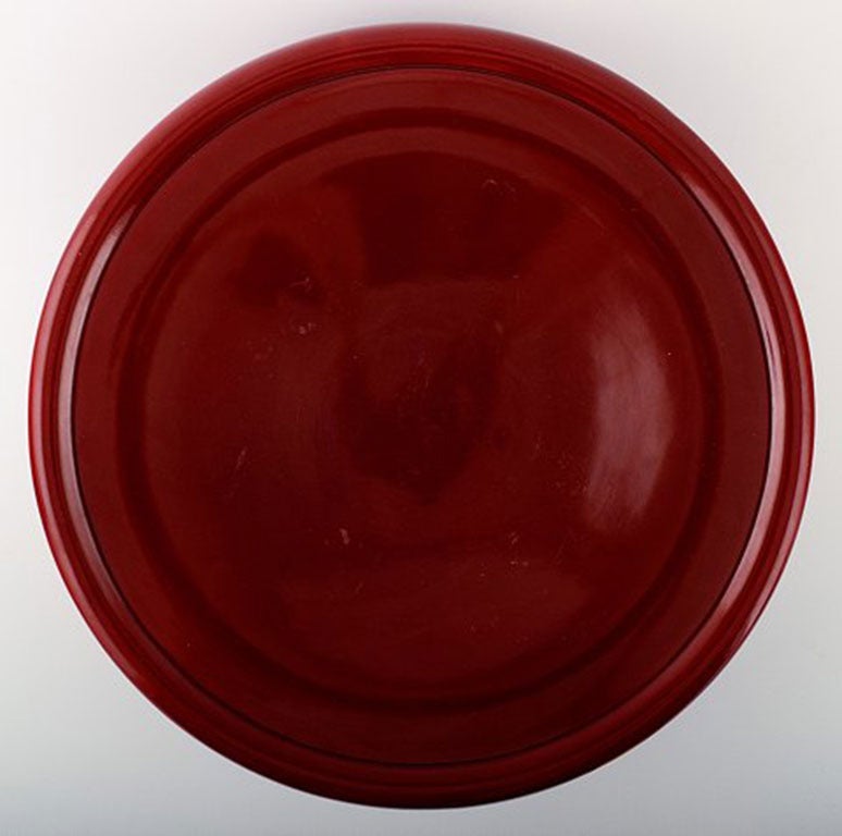 French Paul Milet for Sevres, Large Art Deco Centerpiece in Oxblood Glaze, circa 1930s