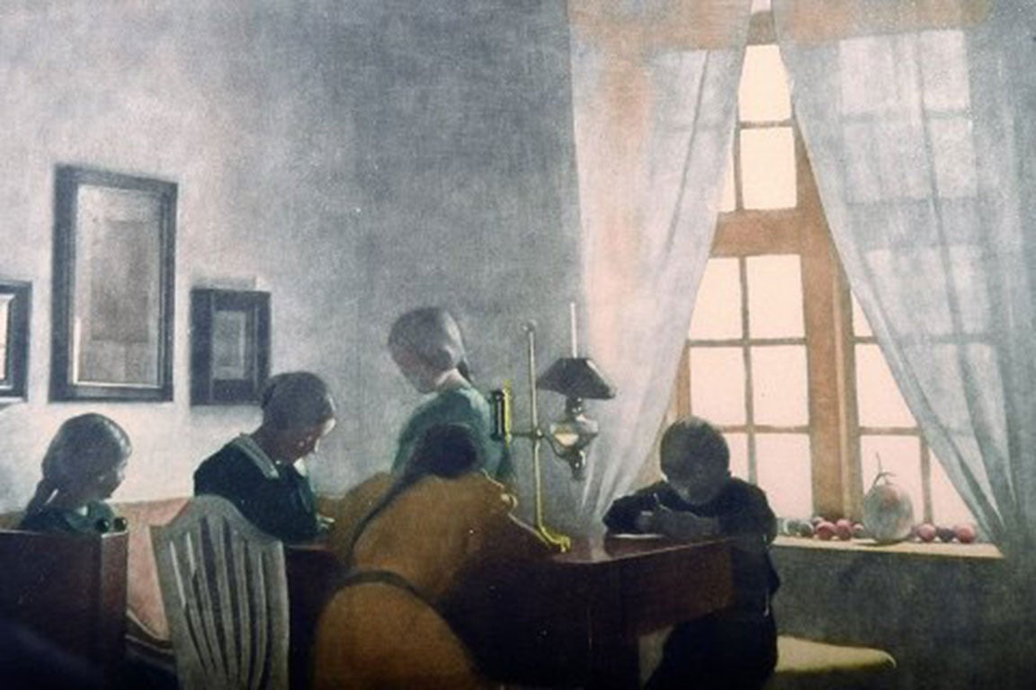 Peter Ilsted (1861-1933) color mezzotinte, sunny living room In Good Condition In Copenhagen, DK