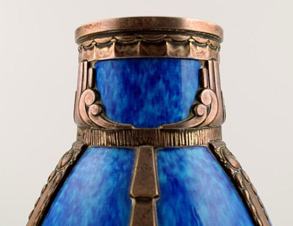 20th Century Paul Milet for Sevres, porcelain vase, hand painted in dark blue overglaze