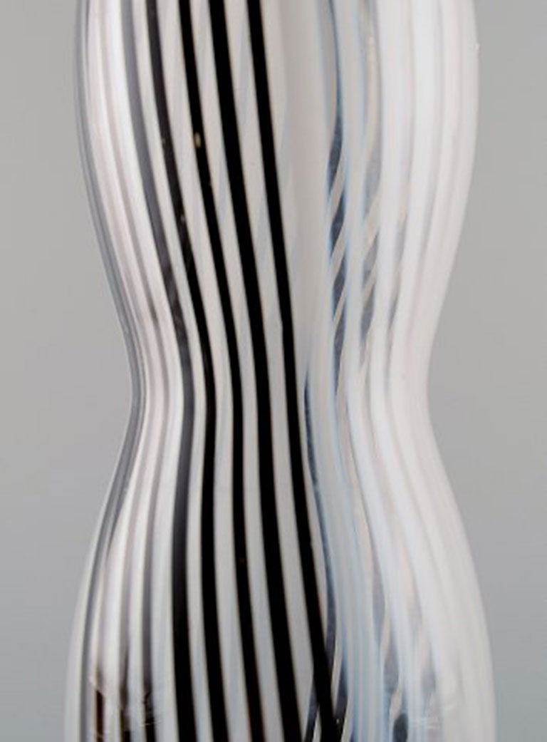 black and white striped vase