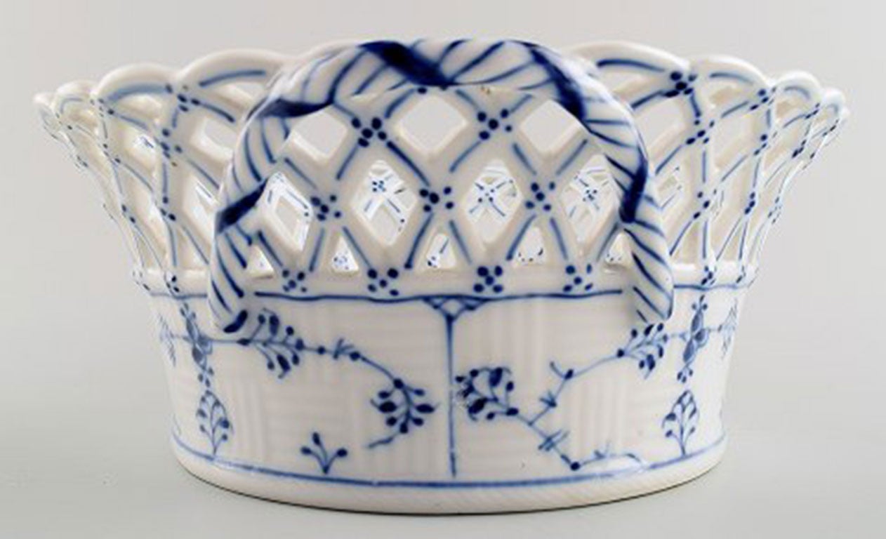 20th Century Royal Copenhagen blue fluted full lace fruit basket.