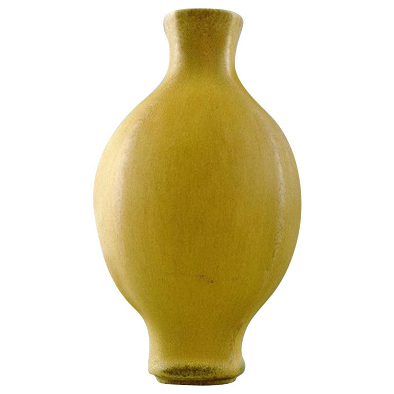Gustavsberg Pottery Vase, Beautiful Yellow Glaze at 1stDibs