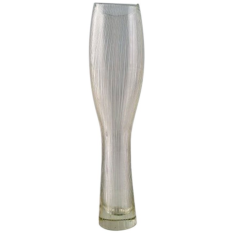 Tapio Wirkkala for Iittala, Clear Glass Vase with Engraved Decoration