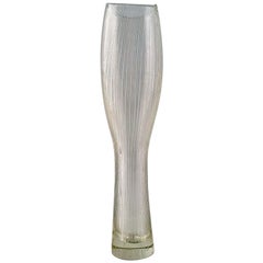 Vintage Tapio Wirkkala for Iittala, Clear Glass Vase with Engraved Decoration