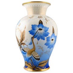 Large Rosenthal Porcelain Vase, Hand-Painted, Japanese Style, Exotic Bird