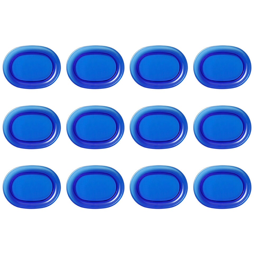 Lote de 12 platos Josef Frank azules, verdes o transparentes para marisco o langosta