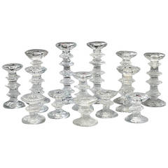 Timo Sarpaneva Collection of 14 Festivo Candlesticks in Clear Glass