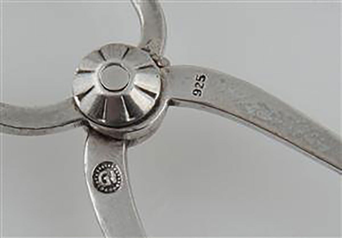 Art Deco Georg Jensen Sugar Tang in Sterling Silver, 'Blossom' For Sale