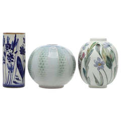 Three Carl-Harry Stalhane Vases in Ceramic, Rorstrand and "Designhuset"