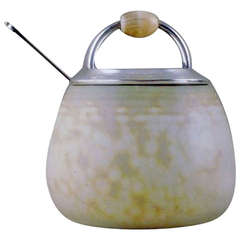 Vintage Carl Halier for Royal Copenhagen: Lidded stoneware jar.
