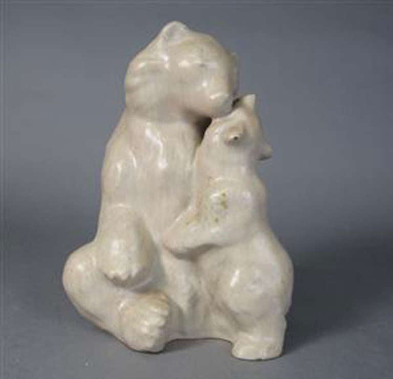 Arne Bang 1901-1983. Stoneware figure in the form of a bear with cubs. Signed AB. Model number: 57. Heights: 27 cm.
In good condition.