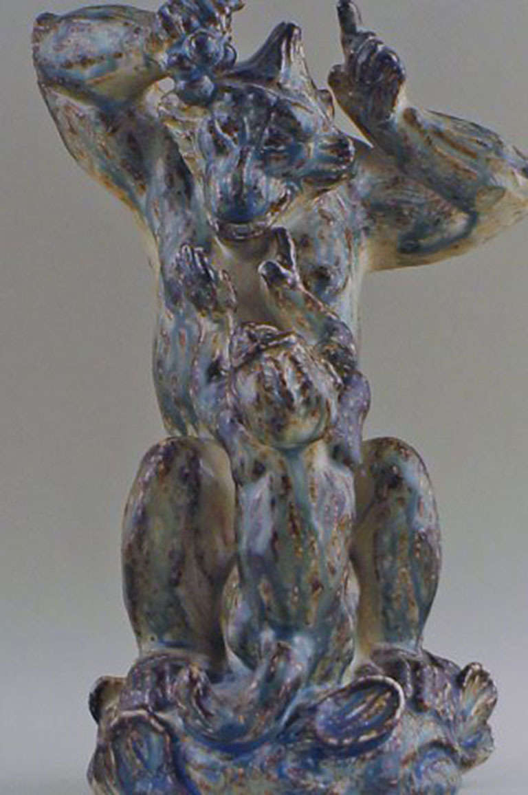 Royal Copenhagen large figurine in ceramics, Knud Kyhn # 21777, monkey with cub.