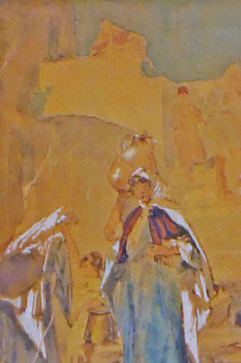 Gouache by Benjamin Constant of Oriental Motif, Woman Carrying Water Jug 1