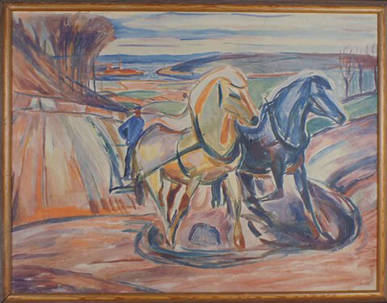 Edvard Munch (1863-1944) „Spring Ploughing“ Blaudruck, Nr. 834, limitierte Auflage (Norwegisch) im Angebot