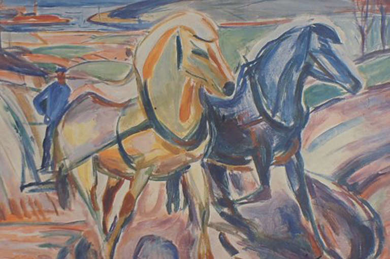 20ième siècle Edvard Munch (1863-1944) « Printemps plongeant » - Impression bleue, n° 834, édition limitée en vente