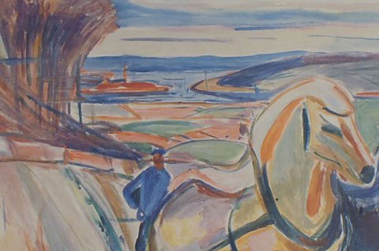 Edvard Munch (1863-1944) „Spring Ploughing“ Blaudruck, Nr. 834, limitierte Auflage im Angebot 1