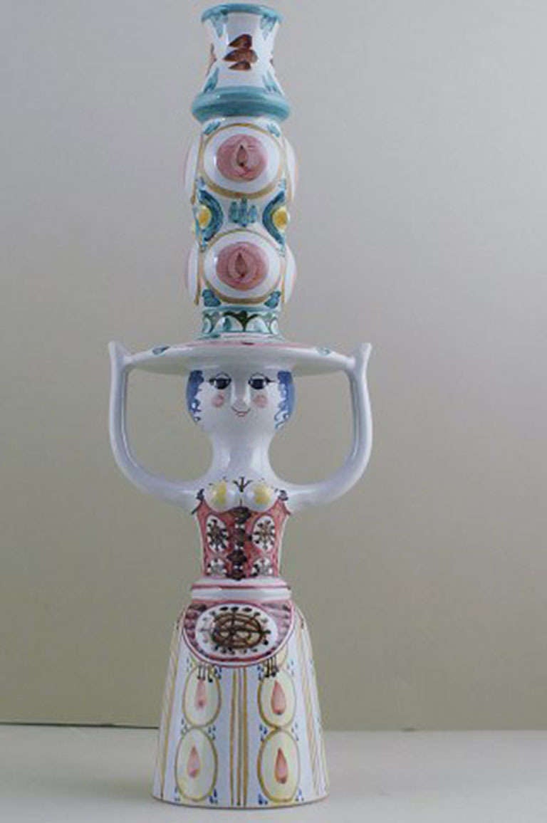 Bjorn Wiinblad, grotesque hat-lady candlestick.
In perfect condition. Dated 75
Size: 38 cm. high.