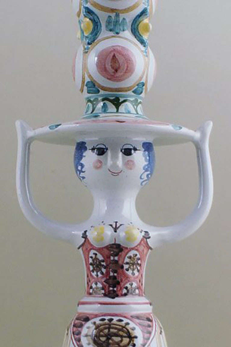 Danish Bjorn Wiinblad, grotesque hat-lady candlestick.