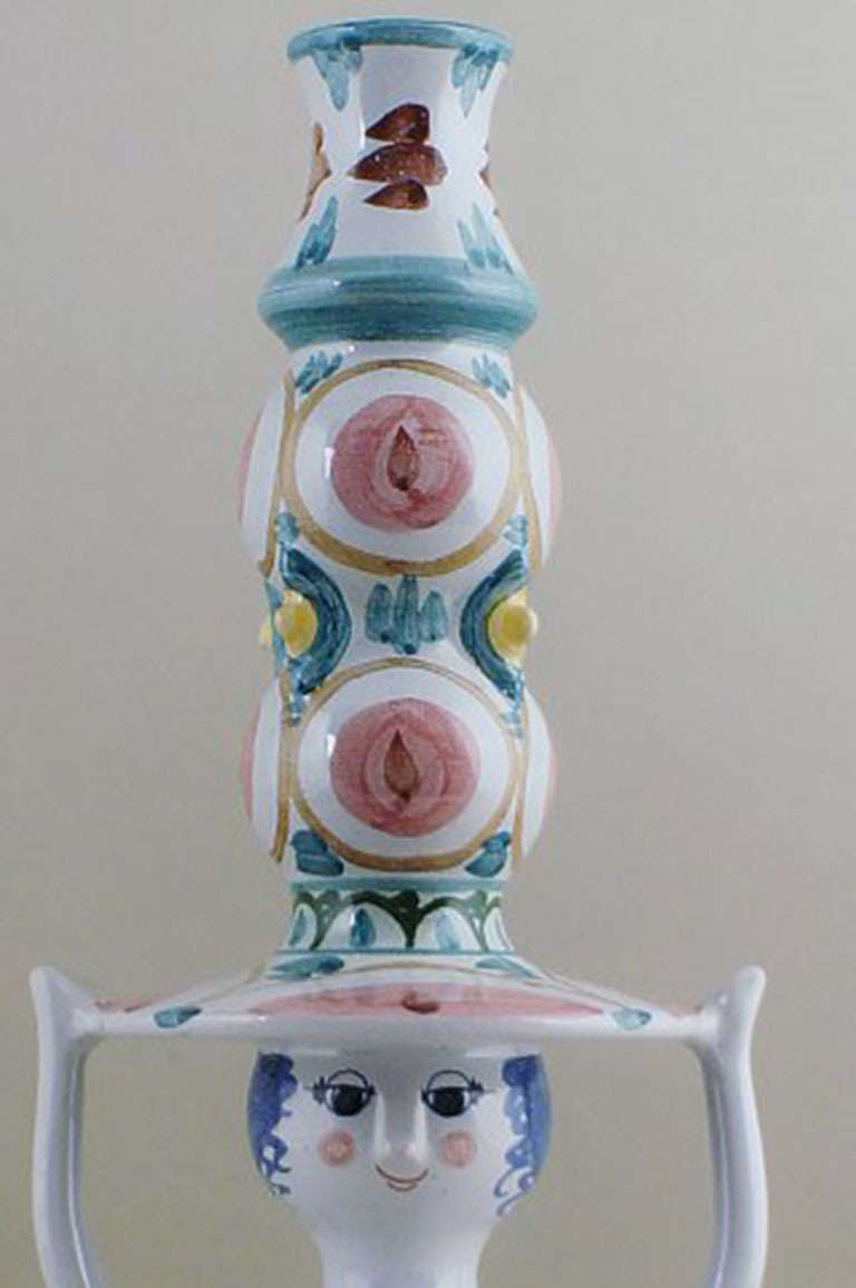 Late 20th Century Bjorn Wiinblad, grotesque hat-lady candlestick.