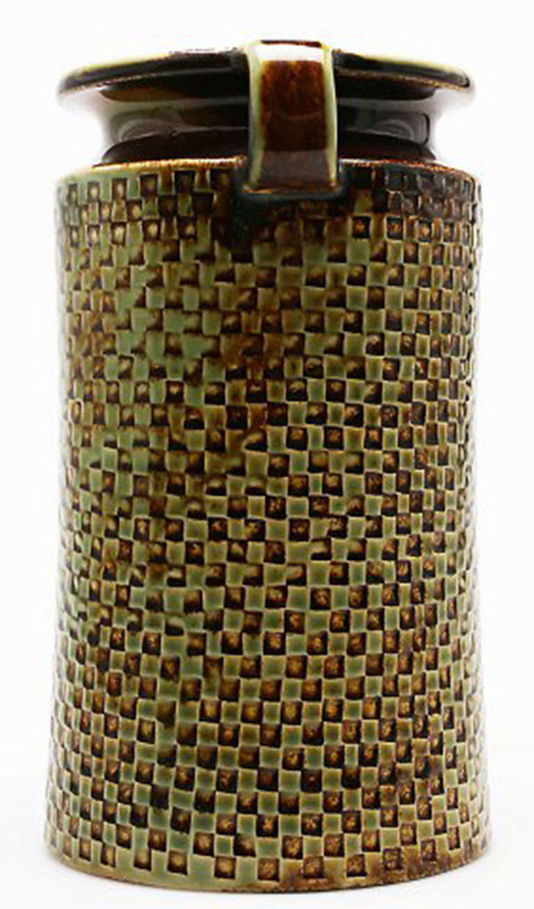 Swedish Vase, stoneware, Stig Lindberg, Gustavsberg Studio. Brown Green glaze.