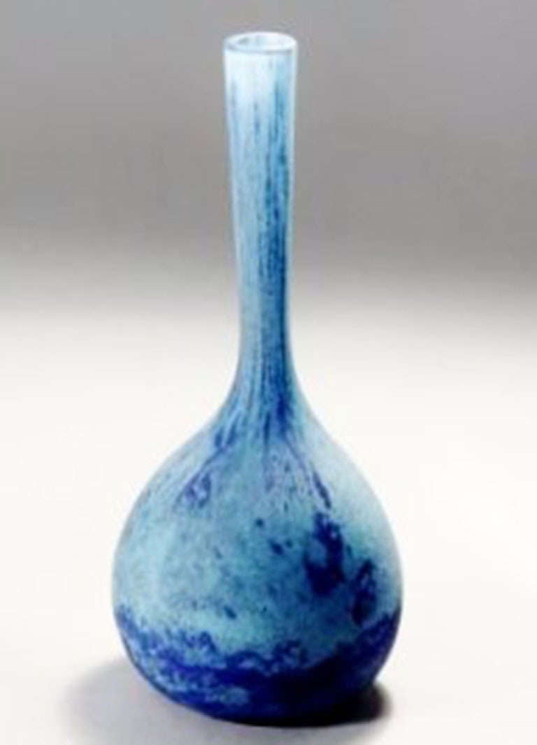 André Delatte, Nancy Art Nouveau Vase "Solifleur" in Flashed Blue, circa 1920s