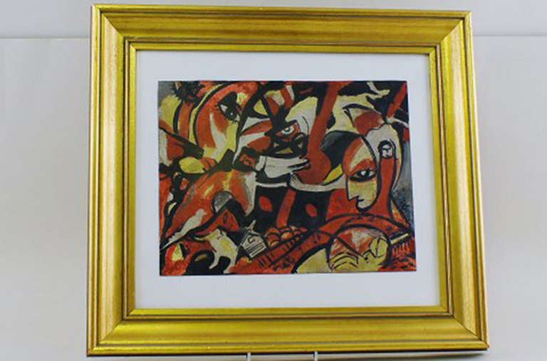 Oil on paper, abstract composition approx. 1920s. Signed illegible. In good condition. Measures: 28 x 24 cm (visible size).