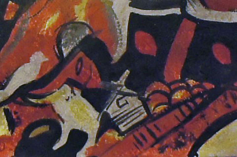 Öl auf Papier, abstrakte Komposition, ca. 1920er Jahre. Unterzeichnet unleserlich. im Angebot 3