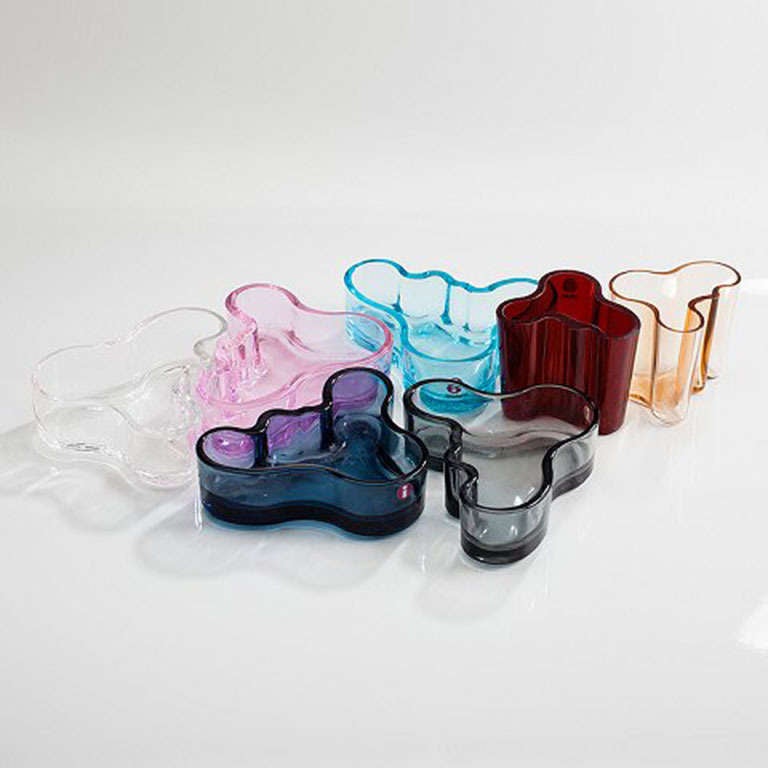 Alvar Aalto, Iittala, Two Art Glass Vases and Five Bowls in Various Colors