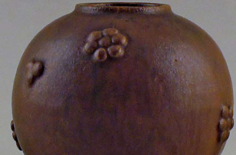 Art Deco Arne Bang Ceramic Vase, Stamped AB 212, Beautiful Glaze in Brown Nuances