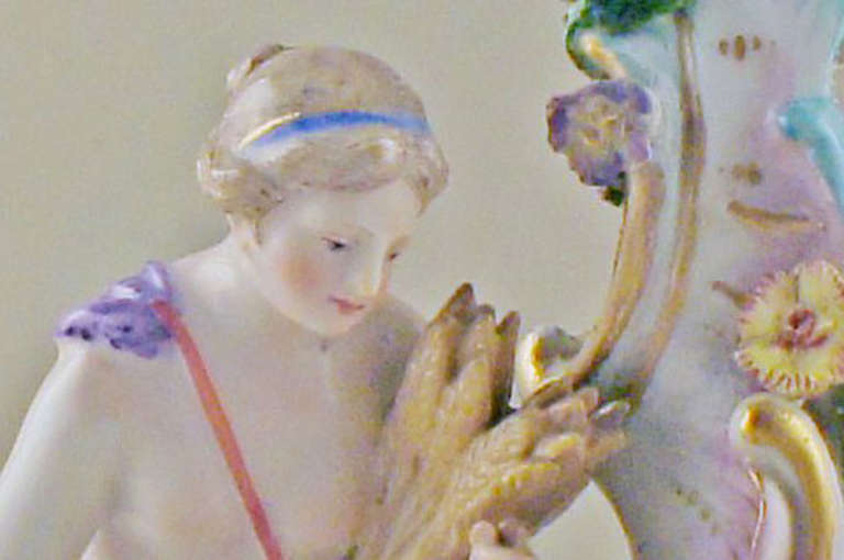 20th Century Meissen Rare Pair of Antique Candlesticks in High Quality For Sale