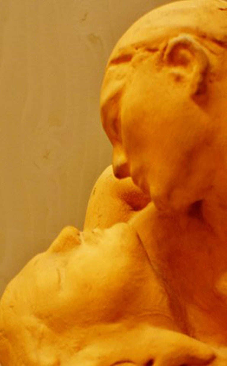 Amedeo Gennarelli, Large Sculpture in Terracotta, Embracing Couple In Good Condition In Copenhagen, DK