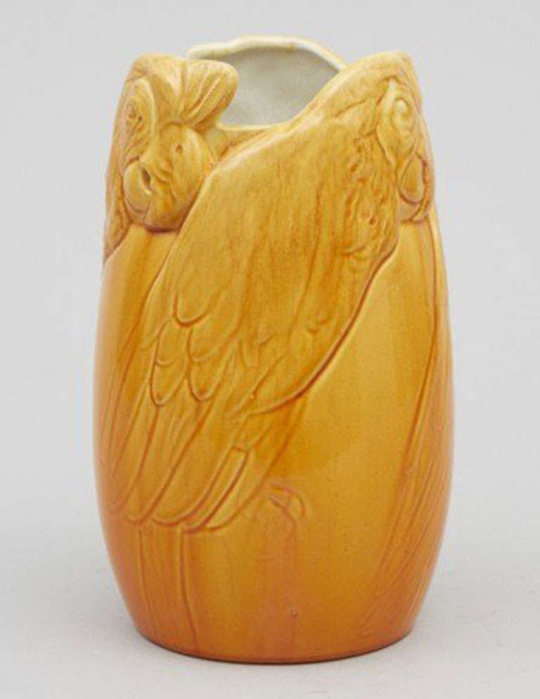 Rorstrand Art Nouveau Vase in Porcelain with Yellow Glaze