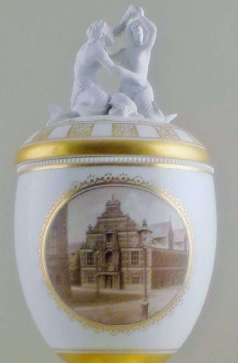 Danish Sensational B&G 'Bing & Grondahl' Large Egg Shaped Vase in Empire Style For Sale