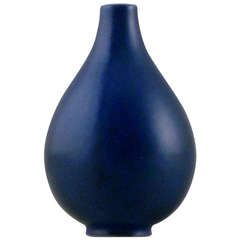 Saxbo Stoneware Vase Decorated with Blue Glaze, Stamped Saxbo, No. 37