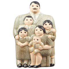 Figure Group, " The Family" by Lisa Larson Glazed Pottery, Gustavsberg