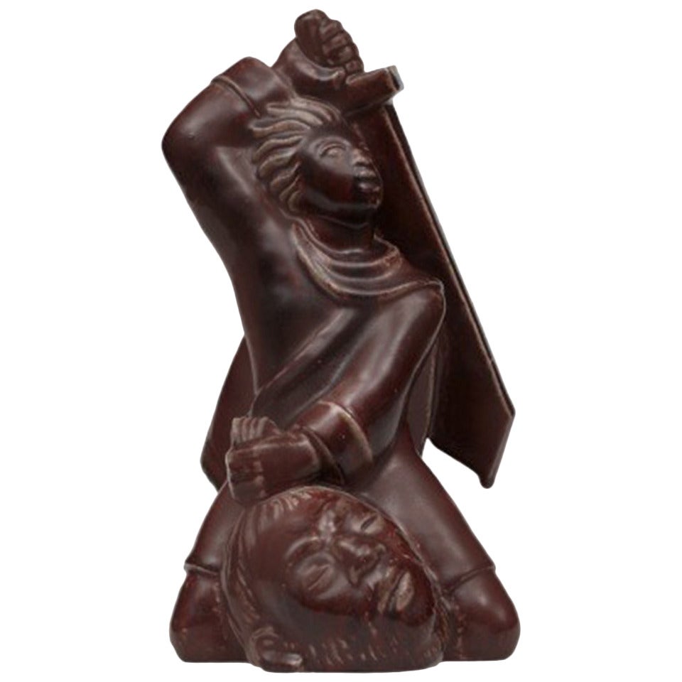 Jais Nielsen, Royal Copenhagen, "David and Goliath", Stoneware, circa 1930s-40s