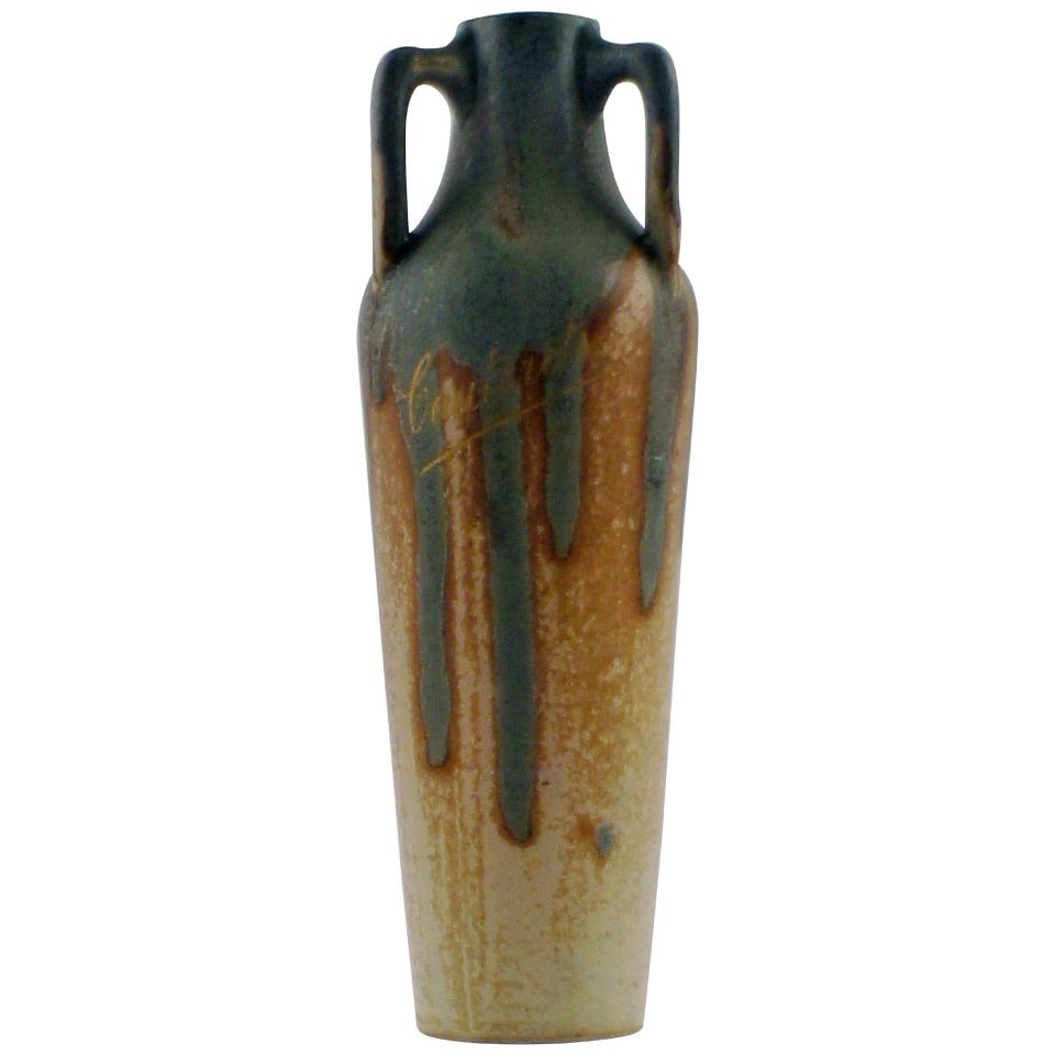 French Ceramic Vase, Cauterets, Indistinct Signature For Sale