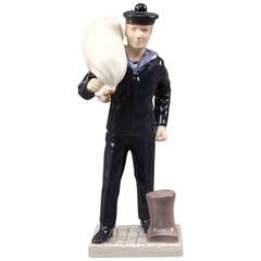 Vintage Bing & Grondahl Porcelain figurine number 2456, a sailor with a sack.