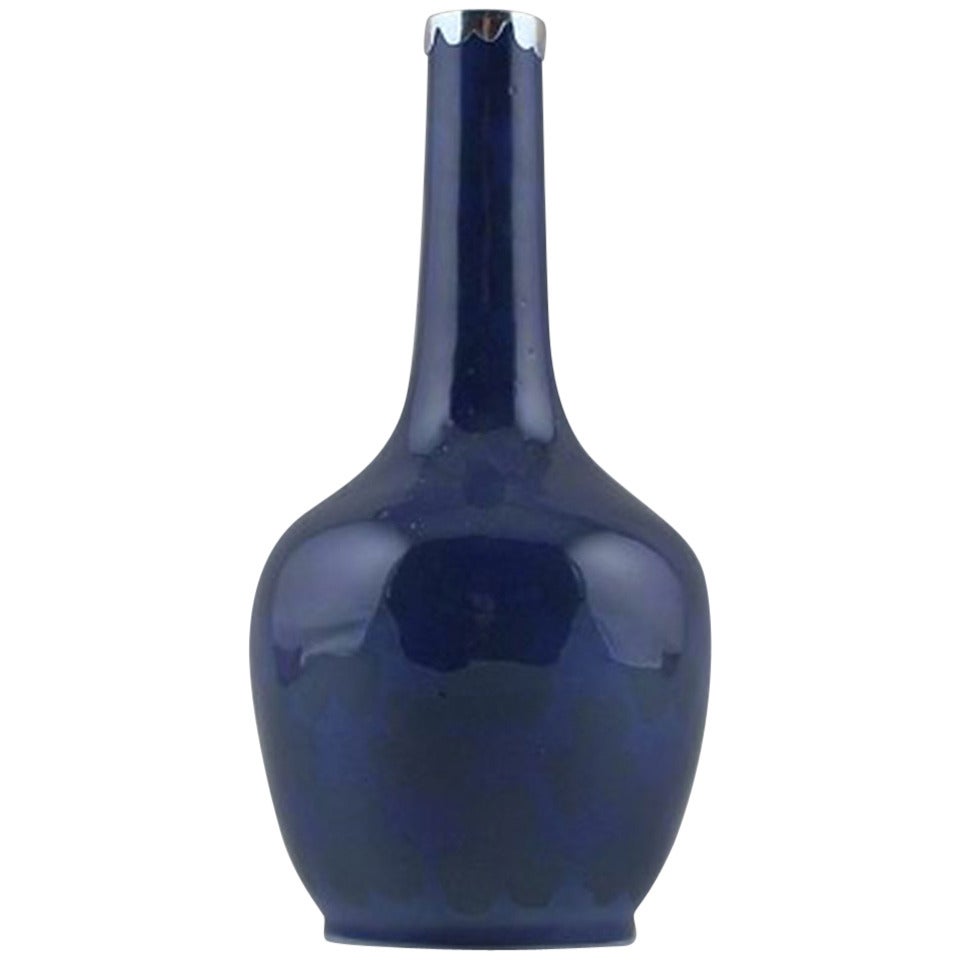 Royal Copenhagen Jugendstil-Vase mit Silbermontierung