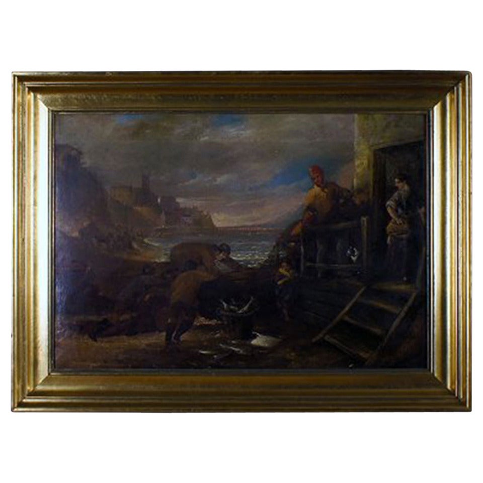 Unknown English artist, 1800s. Oil on canvas. Indistinctly signed.