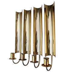 Six Brass Wall Candlesticks, Reflex by Pierre Forsell for Skultuna, circa 1970s