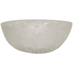 Vintage French Lalique Art Glass Bowl, Incised Signature