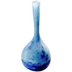 André Delatte, Nancy Art Nouveau Vase "Solifleur" in Flashed Blue, circa 1920s