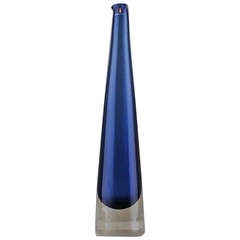 Timo Sarpaneva "Icicle Decanter, " Iittala Blue Glass Vase