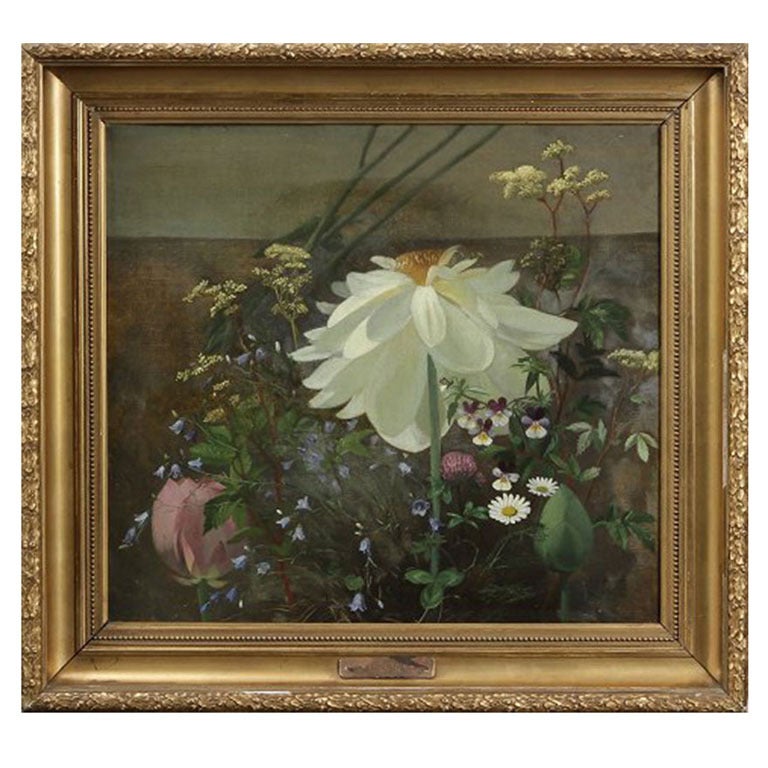 Flowers, oil on canvas. O.D. Ottesen (attributed to) 19 century.